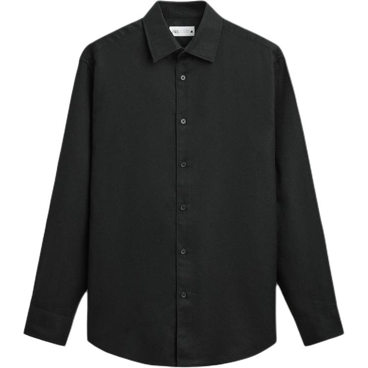 ZARA  Slim Fit Long Sleeve Shirt - Solid Black 7545710-800