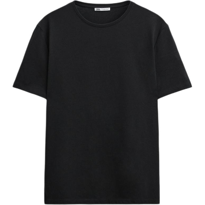 ZARA  Summer Slim Fit Black Crew Neck T-Shirt 5584361-800