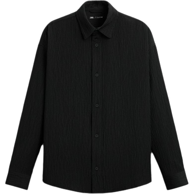 ZARA Black Casual Loose-Fit Pleated Long-Sleeve Jacket 7380700-800