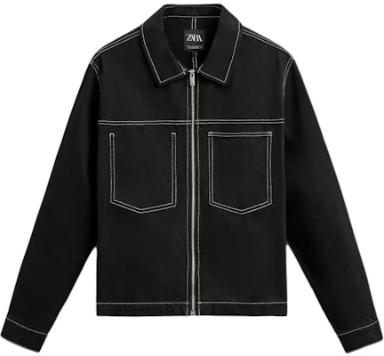 ZARA Jaket Hitam Lengan Panjang Katun Jahitan Kontras 06917311-35 Buy ZARA Jaket Hitam Lengan Panjang Katun Jahitan Kontras 06917311-35