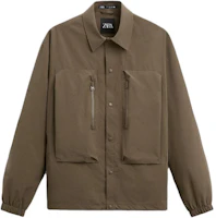 ZARA Brown Loose-Fit Pocketed Collared Jacket 8281980-707 ZARA Brown Loose-Fit Pocketed Collared Jacket 8281980-707