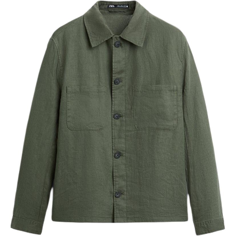 ZARA Casual Loose-Fit Khaki Long-Sleeve Shirt Jacket 5070033-505