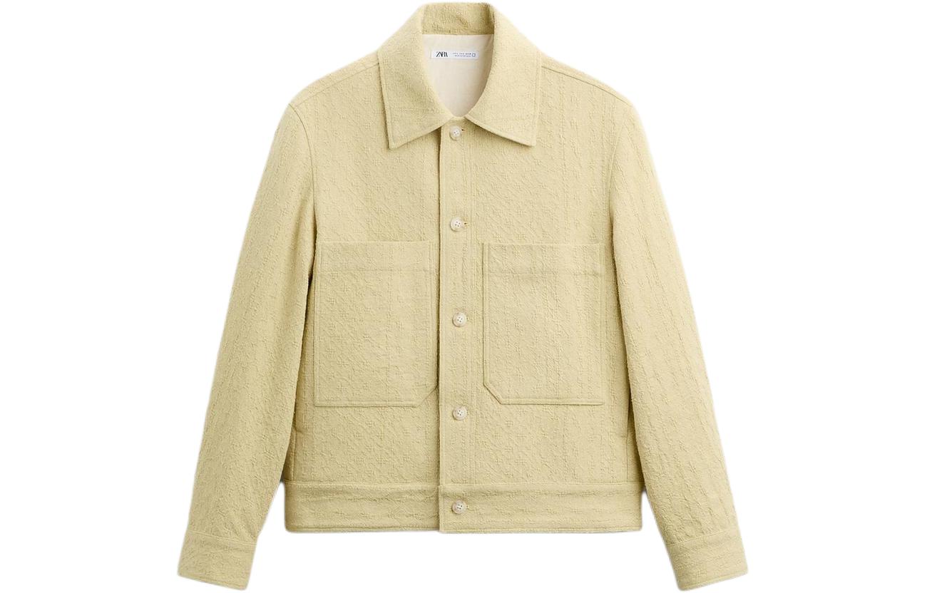 ZARA Casual Solid Short Workwear Jacket in Olive Green 3057145-511