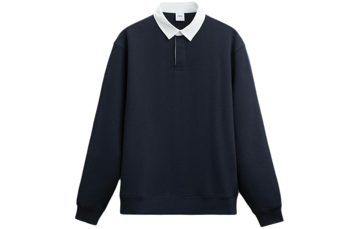 ZARA Colorblock Long-Sleeve Sweatshirt Blue/Gray 2795405-485