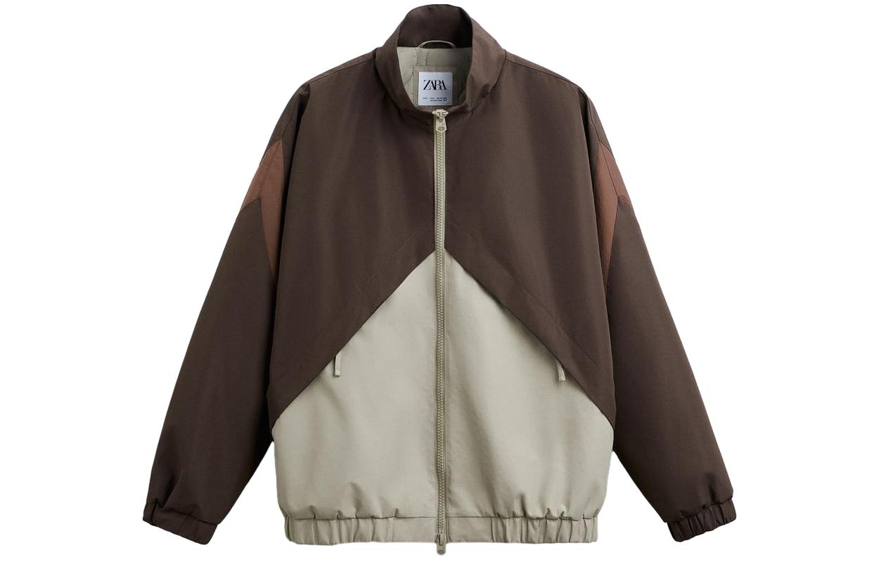 ZARA Colorblock Stand Collar Heavyweight Jacket Men’s Brown 8281365-472