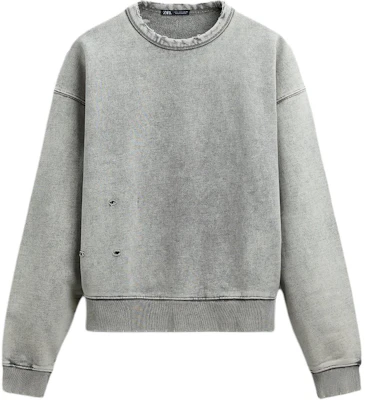 ZARA 男款灰色作舊水洗圓領長袖休閒上衣 3854405-814 Buy ZARA 男款灰色作舊水洗圓領長袖休閒上衣 3854405-814