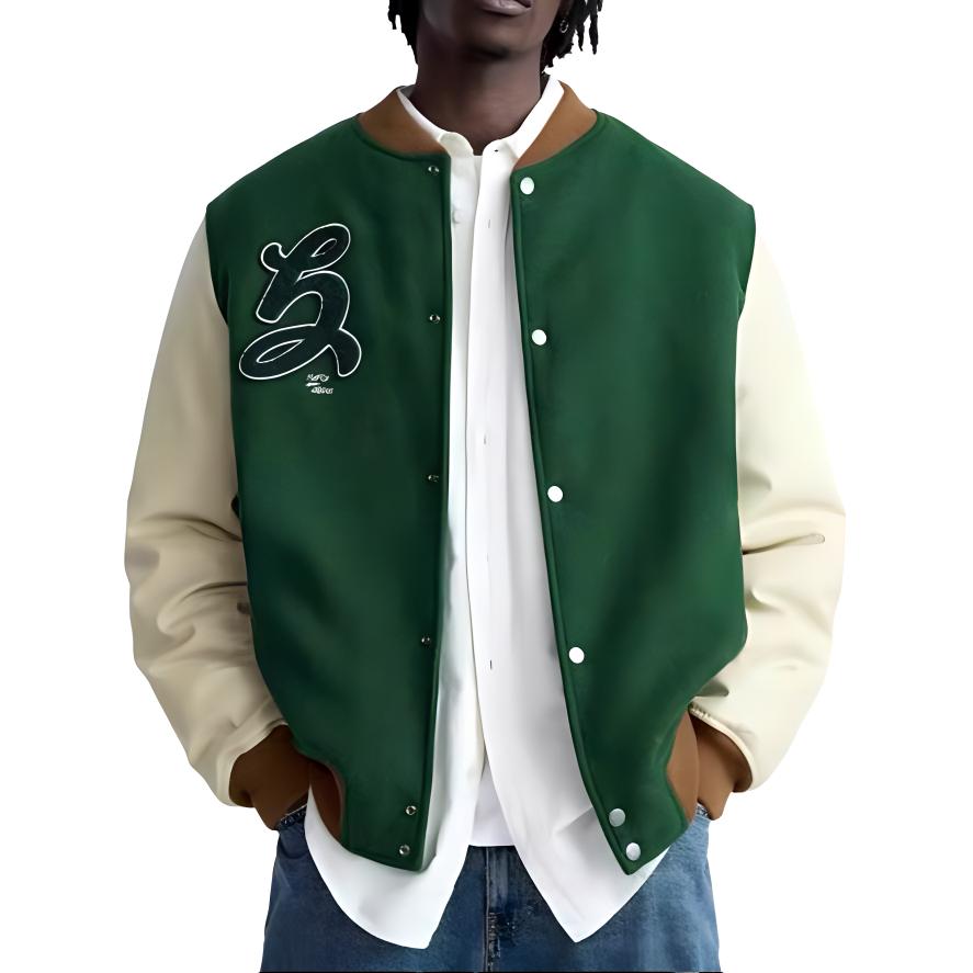 ZARA Green Retro Patch Bomber Jacket Long Sleeve 3833404-500