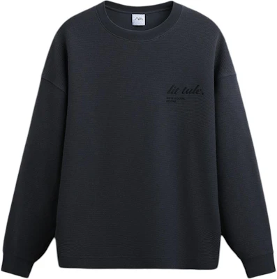 ZARA 灰格紋質感字母印花圓領長袖衛衣 4087444-807 Buy ZARA 灰格紋質感字母印花圓領長袖衛衣 4087444-807