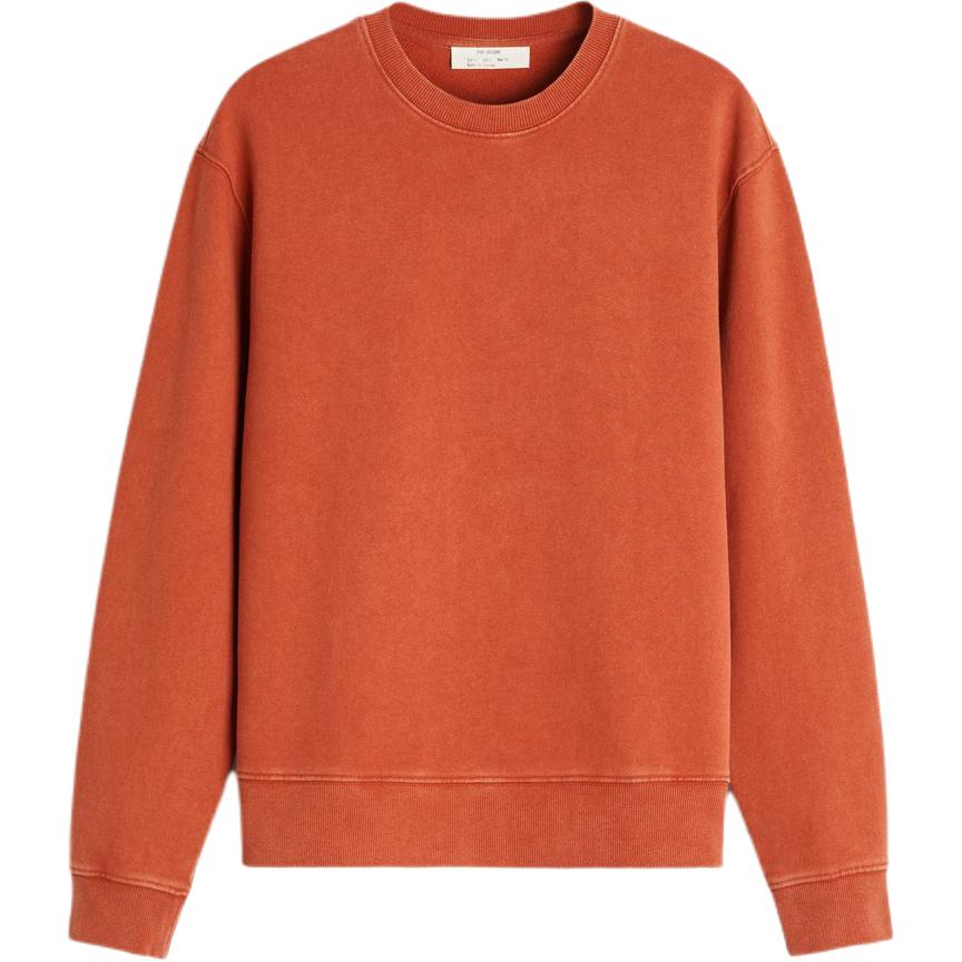 ZARA Men’s Slim-Fit Solid Coral Long-Sleeve Sweatshirt Casual Crewneck. 0761461-679