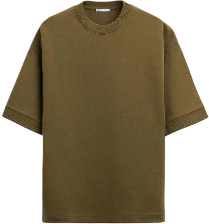 zara-olive-green-crewneck-short-sleeve-sweatshirt-0761448-515