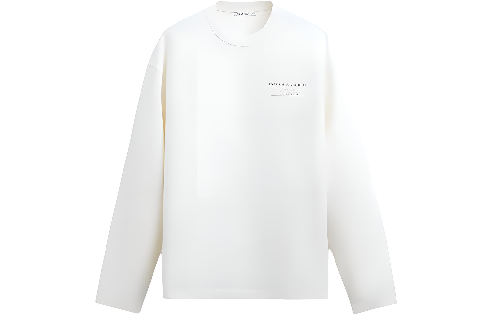 ZARA Oversized Color Block Printed Sweatshirt in Vintage White. 4442355-251