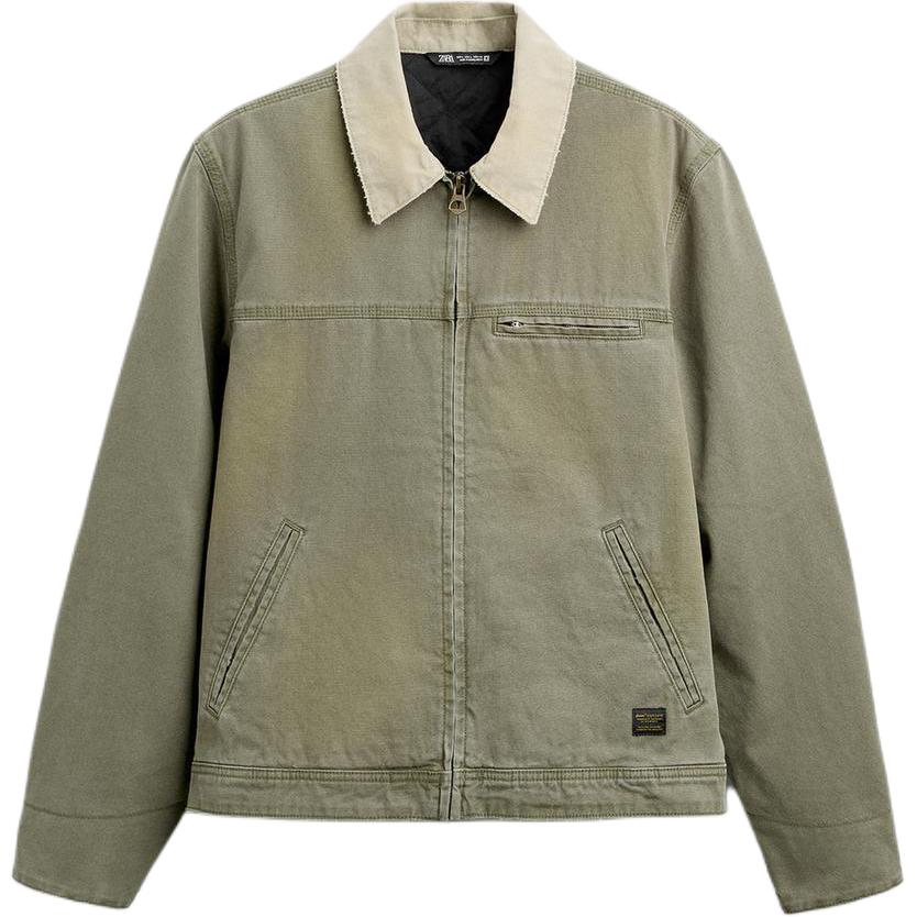 ZARA Relaxed Fit Long Sleeve Jacket Gray Green 1538320-916