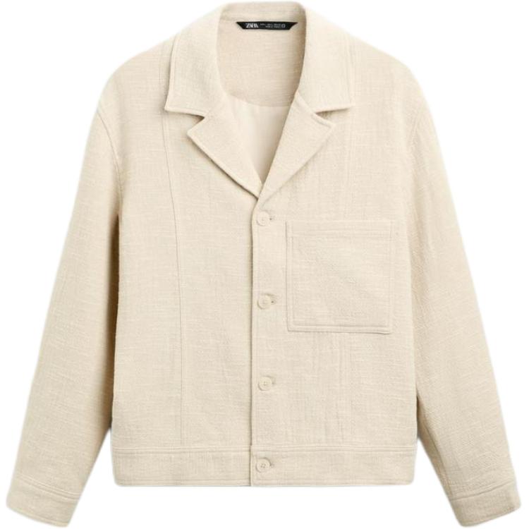 ZARA Relaxed V-Neck Long Sleeve Jacket Off-White 6861301-712