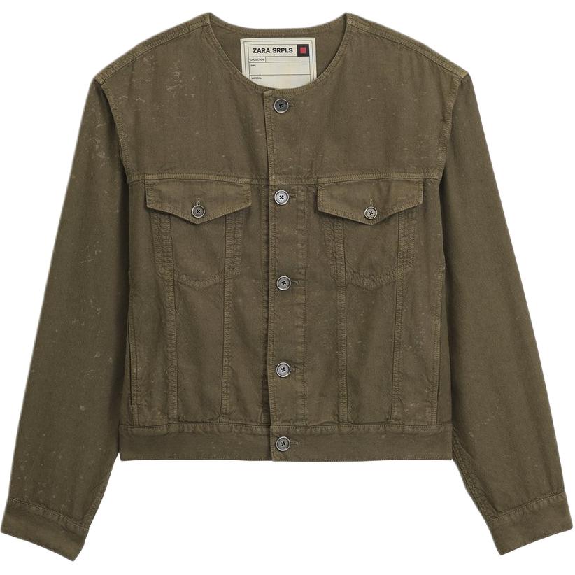 ZARA Slim Fit Outdoor Long Sleeve Jacket in Khaki 4640331-505