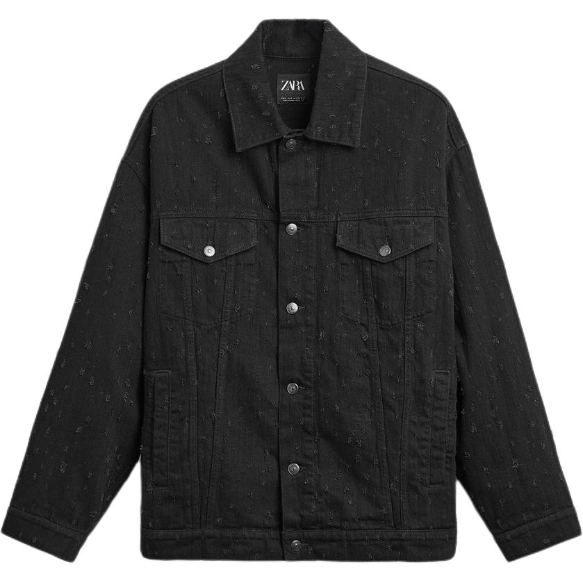 ZARA Solid Black Lapel Button-Down Work Jacket 1538430-800