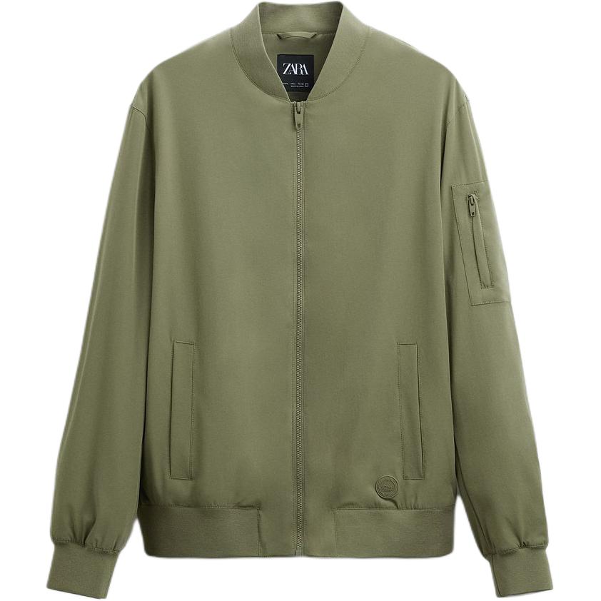 ZARA Solid Color Casual Long-Sleeve Jacket in Light Khaki. 8281315-506