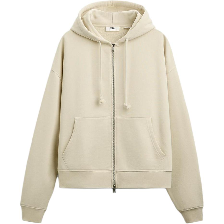 ZARA Solid Color Casual Loose Fit Hoodie Brown 4393330-707