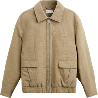 ZARA 素色拉鍊長袖工作外套 - 棕色 6096130-707 Buy ZARA 素色拉鍊長袖工作外套 - 棕色 6096130-707