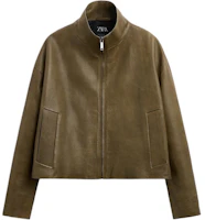 ZARA Solid Olive Green Comfortable Long-Sleeve Casual Jacket 2521203-528 ZARA Solid Olive Green Comfortable Long-Sleeve Casual Jacket 2521203-528