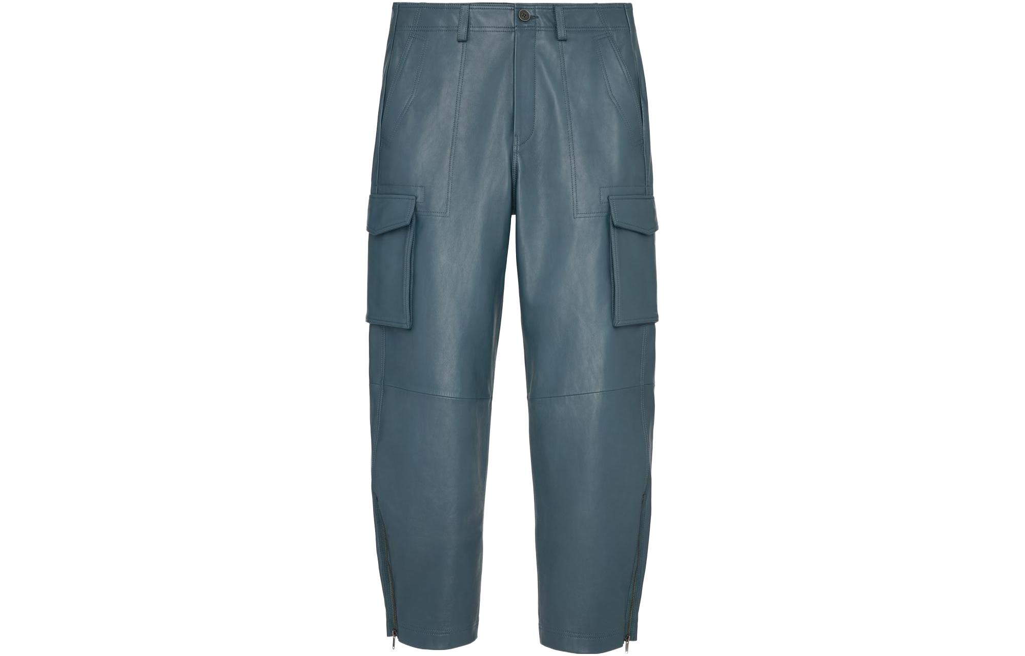 ZARA SRPLS  Loose Fit Multi-Pocket Leather Pants Dark Teal. 05479915442-33