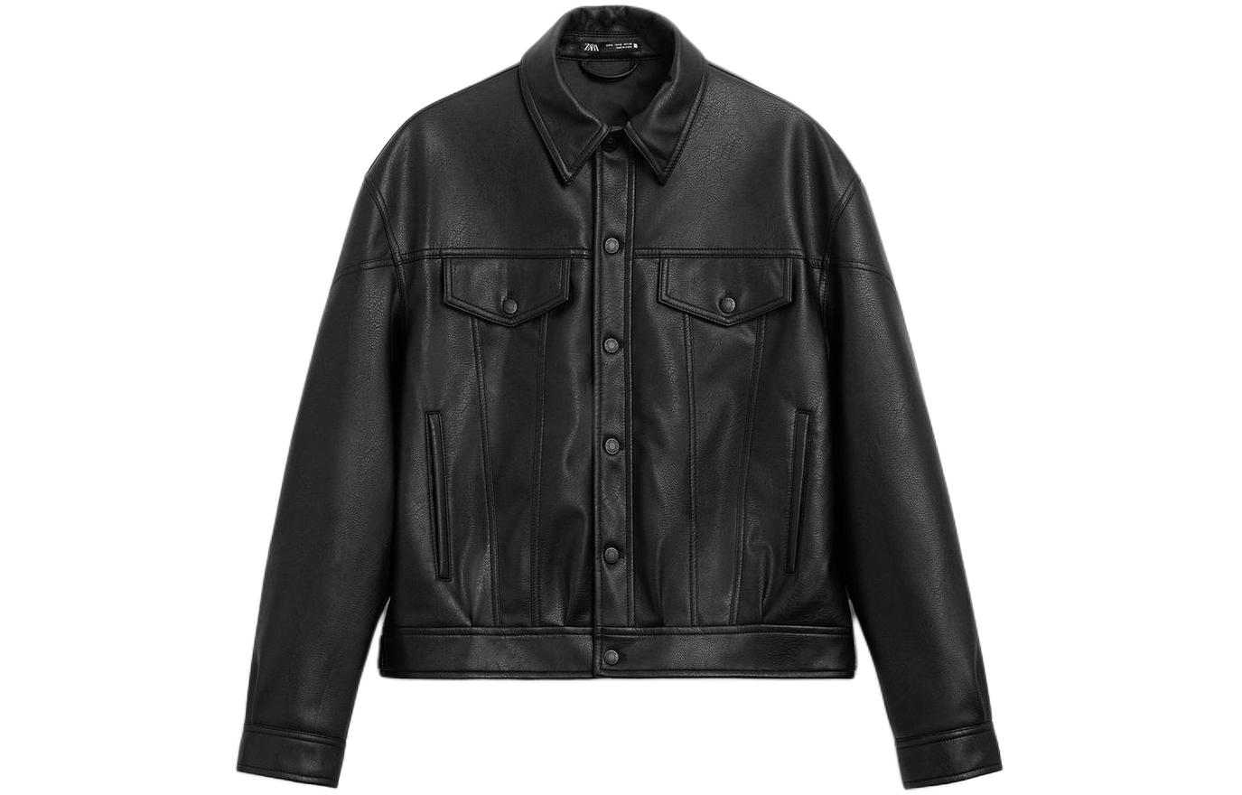 ZARA SS24 Black Faux Leather Jacket - Lunar New Year Edition. 5320552-800