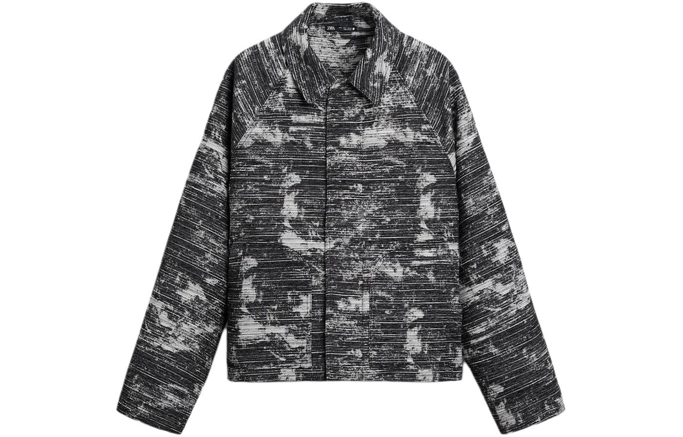 ZARA SS24 Striped Jacquard Loose Fit Zip Jacket Black/White - Year of the Dragon Edition 7380550-084