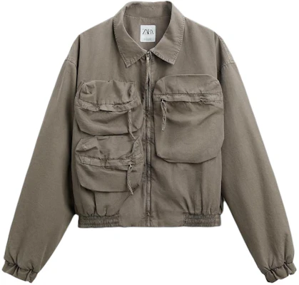 ZARA 男士洗舊棕色短版拉鍊夾克附口袋 5520451-709 Buy ZARA 男士洗舊棕色短版拉鍊夾克附口袋 5520451-709