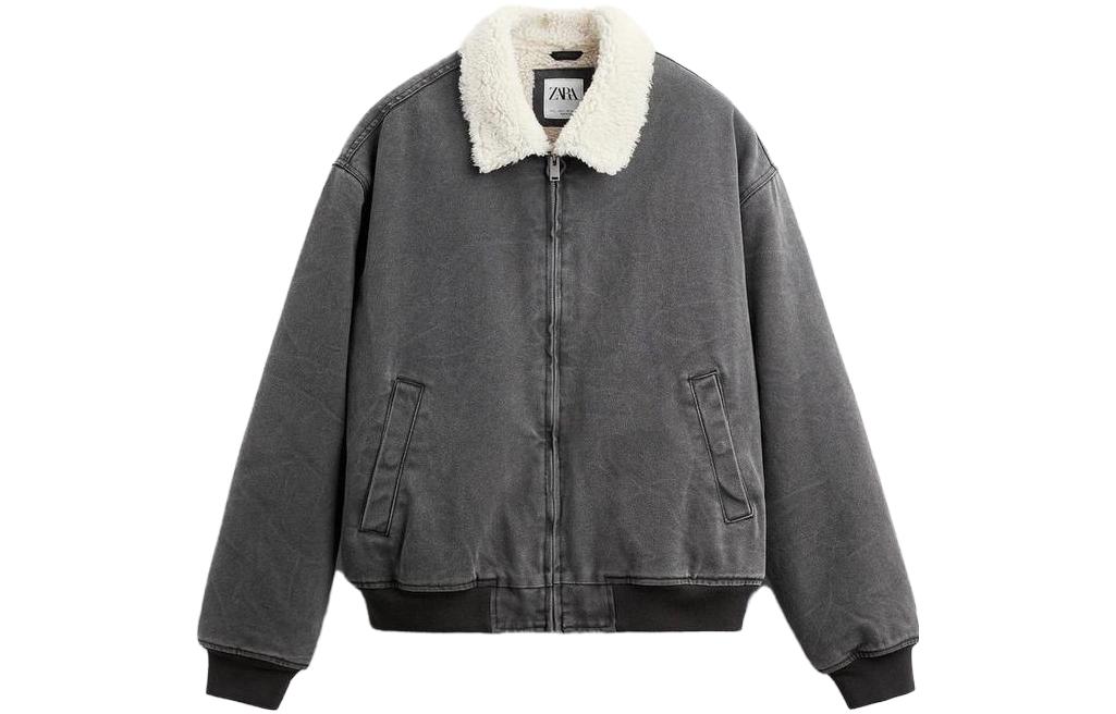ZARA Washed Fleece Pilot Jacket - Speckled Gray 6096477803