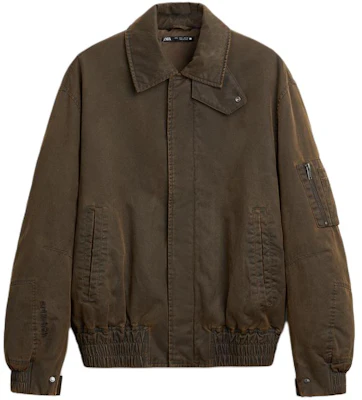 ZARA 男士復古洗色棕色飛行夾克外套 8281307-700 Buy ZARA 男士復古洗色棕色飛行夾克外套 8281307-700