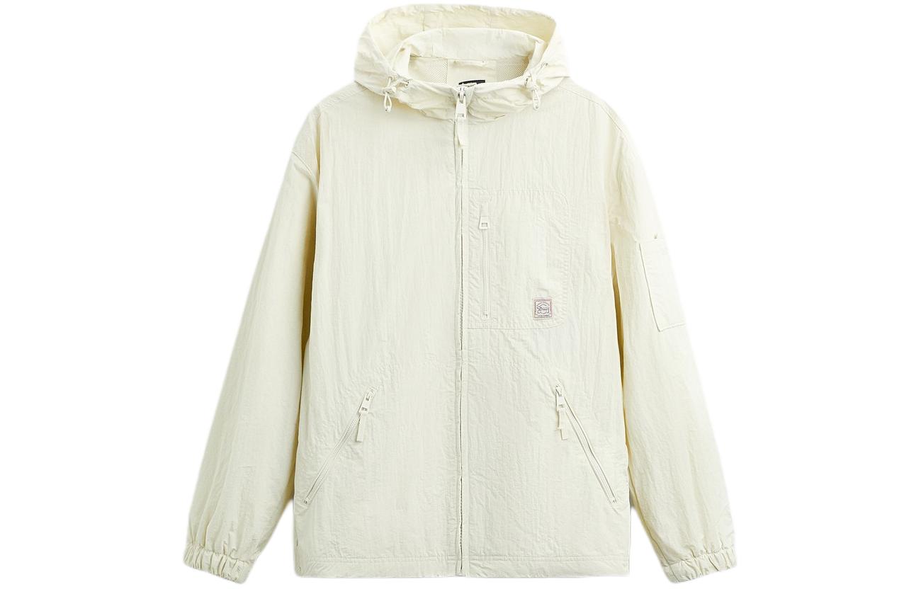 ZARA Washed White Stand Collar Zip Jacket 04302401251-36