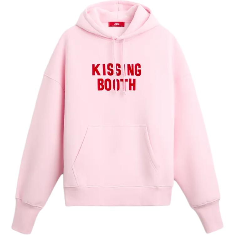 ZARA x Harry Lambert Pink Logo Print Hoodie with Kangaroo Pocket Unisex FW24. 00962397-620