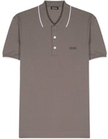 Zegna Beige Letter Stripe Straight-Cut Short Sleeve Polo Shirt. UD358A7-D746-N07 Zegna Beige Letter Stripe Straight-Cut Short Sleeve Polo Shirt. UD358A7-D746-N07