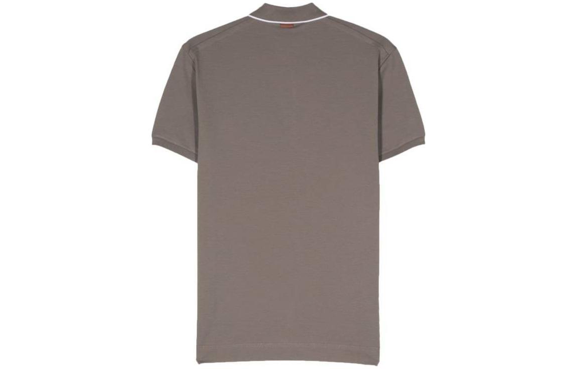 Lookbook Zegna 米色字母條紋直筒短袖POLO衫 UD358A7-D746-N07