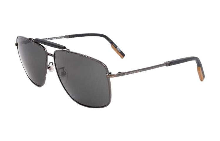 Order Zegna Cermin Mata Hitam Bingkai Aloi Aviator dengan Pelipis Langsing ART0549598EZ0160D08A