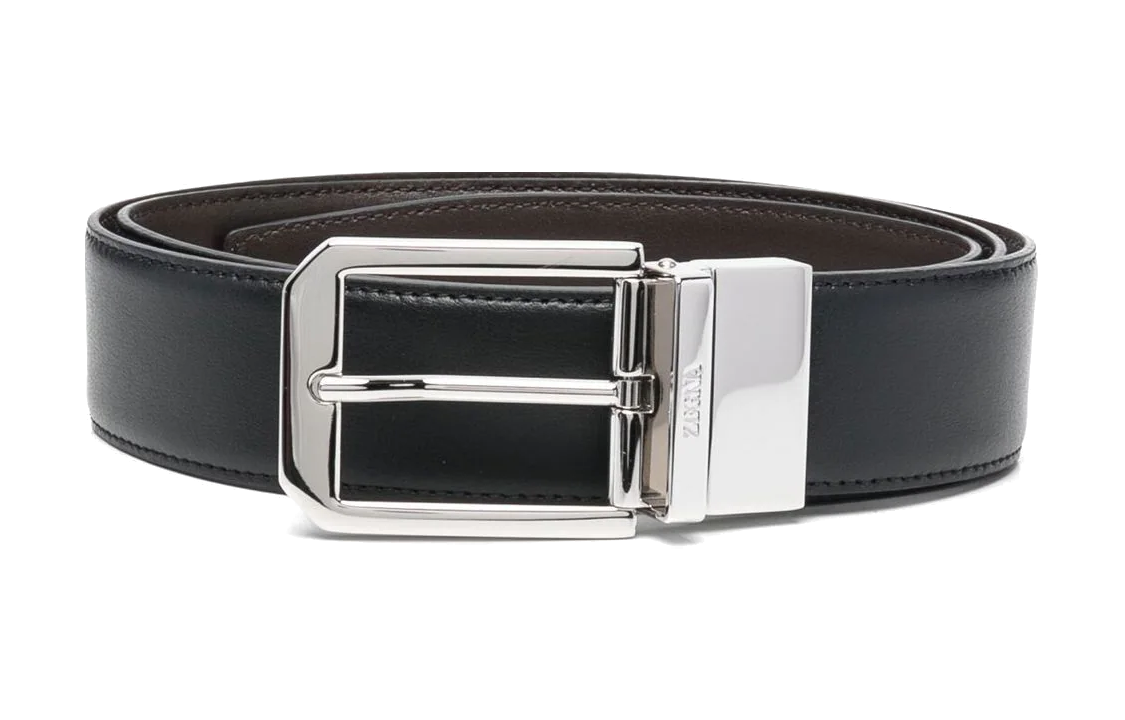 Order Zegna 黑色小牛皮皮帶，雙面標誌扣設計，寬度3.5cm。 LHVICB011PZ