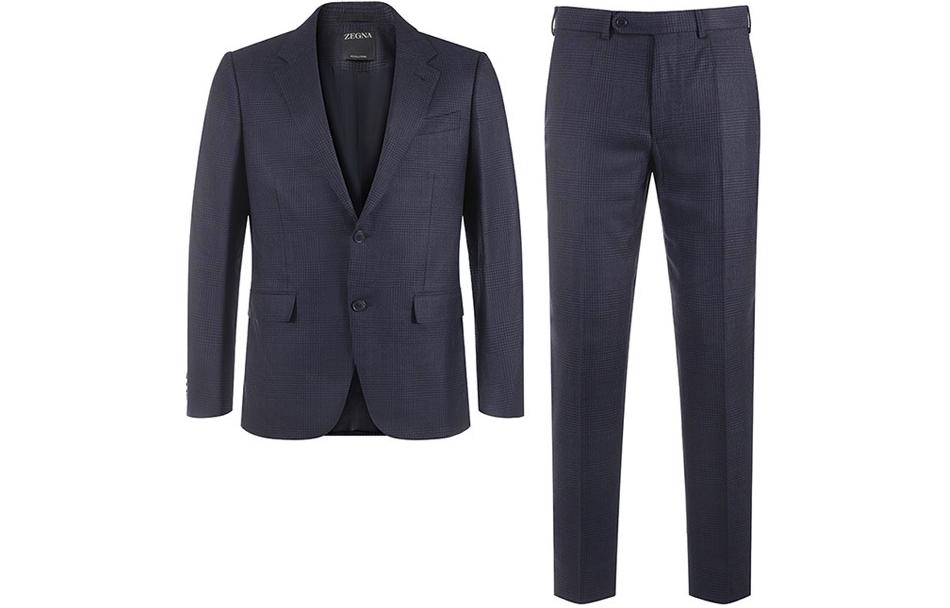 Zegna  Black Checkered Single-Breasted Suit Set with Long Sleeves & Pants 61651-3A6221-225