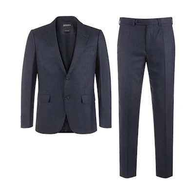 Zegna Black Checkered Single-Breasted Suit Set with Long Sleeves & Pants 61651-3A6221-225