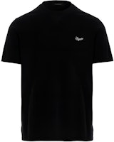 Zegna Black Crew Neck T-Shirt with Embroidered Logo Pattern. UT526-706R-K09 Zegna Black Crew Neck T-Shirt with Embroidered Logo Pattern. UT526-706R-K09