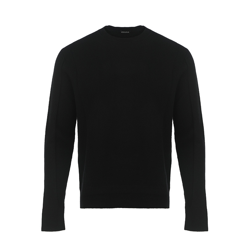 Zegna  Black Crewneck Knitted Sweater Casual Loose Fit UCB6MA6110K09