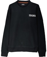 Zegna Black Crewneck Sweatshirt with Logo Print Long Sleeves UE522-A8E872-K09 Zegna Black Crewneck Sweatshirt with Logo Print Long Sleeves UE522-A8E872-K09