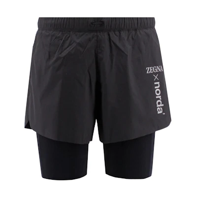 Zegna Black Elastic Waistband Shorts with Letter Print Design. UBTC8A5NORTR1K09