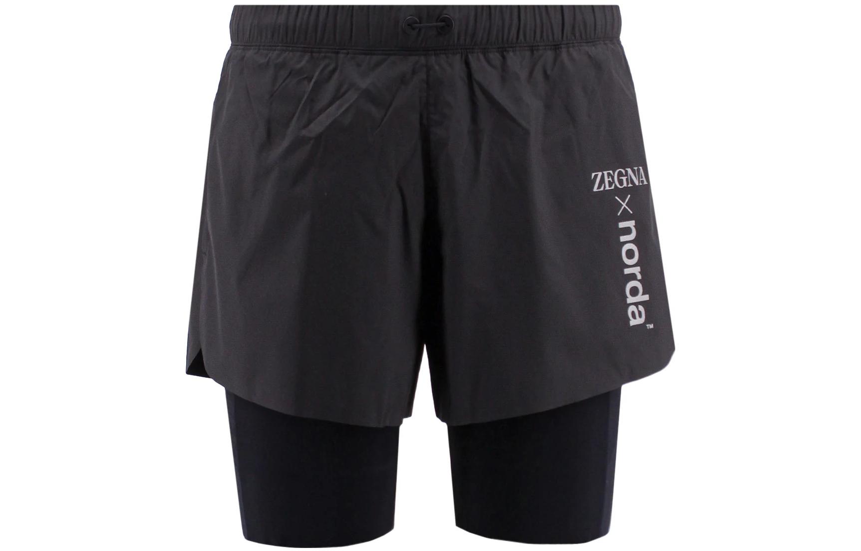 Order Zegna 黑色彈性腰圍短褲附字母印花設計。 UBTC8A5NORTR1K09