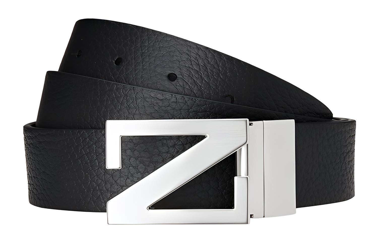 Zegna  Black Leather Belt with Smooth Buckle, Solid Textured, 3.5CM Wide. LHBOV B027AZ NER