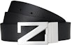 Buy Zegna 黑色皮革腰帶,光滑扣具,質感紋理,寬3.5公分。 LHBOV B027AZ NER
