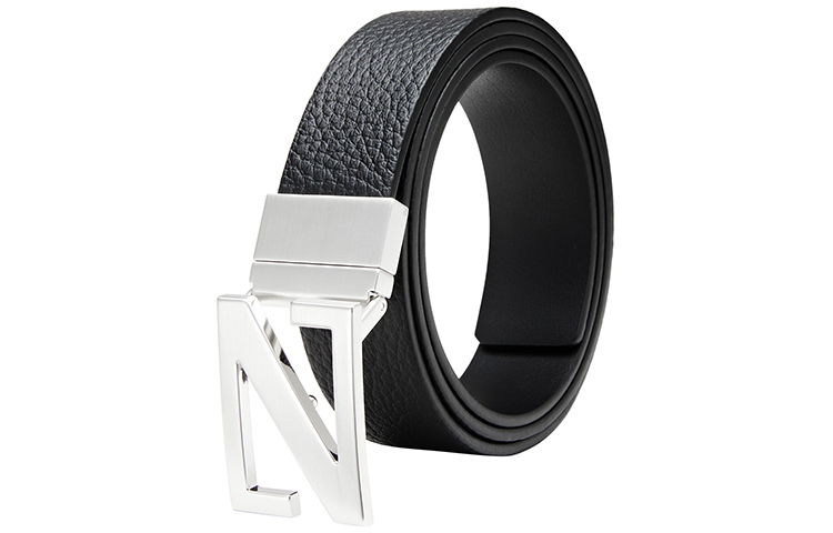 Lookbook Zegna 黑色皮革腰帶，光滑扣具，質感紋理，寬3.5公分。 LHBOV B027AZ NER