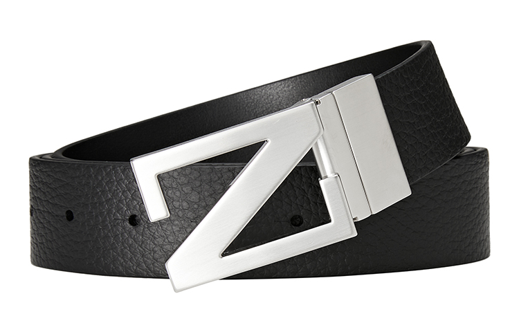 Shop Zegna 黑色皮革腰帶，光滑扣具，質感紋理，寬3.5公分。 LHBOV B027AZ NER