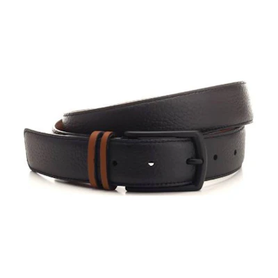 Zegna Black Leather Belt with Solid Design and Pin Buckle. LHBXAB033XZNEI