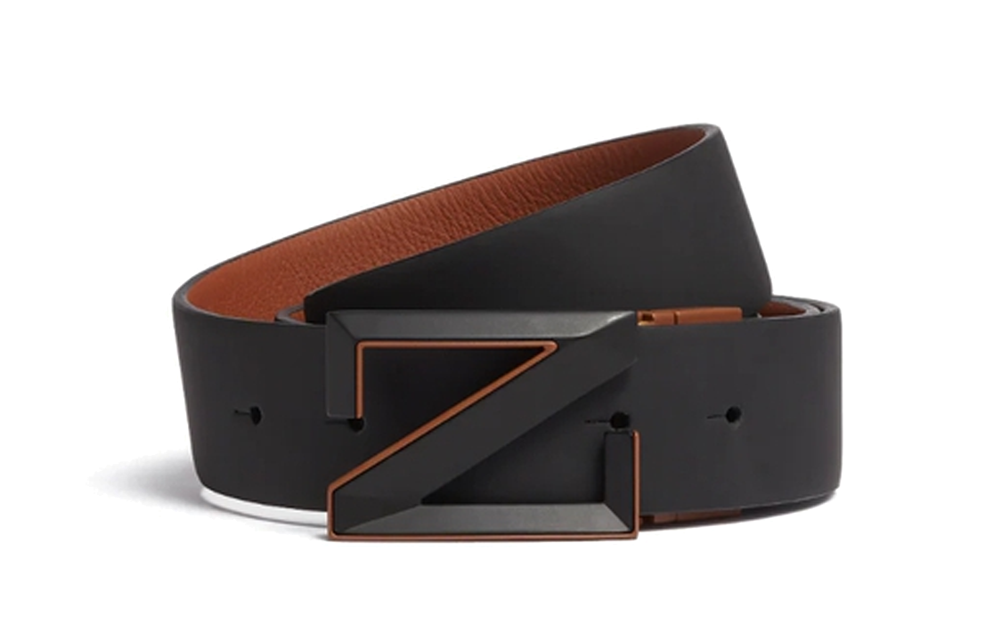 Zegna  Black Leather Reversible Belt with Smooth Buckle - 3.5cm LHGOS-B029VZ-NEI