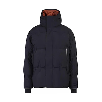 Zegna Black Puffer Jacket with Hood, Full Zip Casual Down Outerwear. UATA7-ACT424-K09