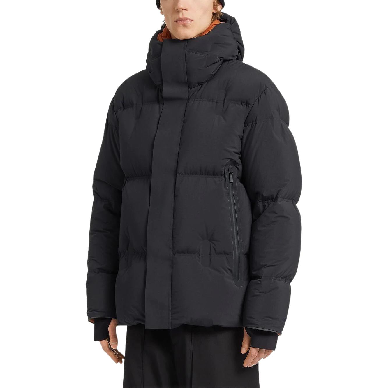 Purchase Zegna Jaket Puffer Hitam dengan Hood, Zip Penuh Kasual Down Outerwear. UATA7-ACT424-K09